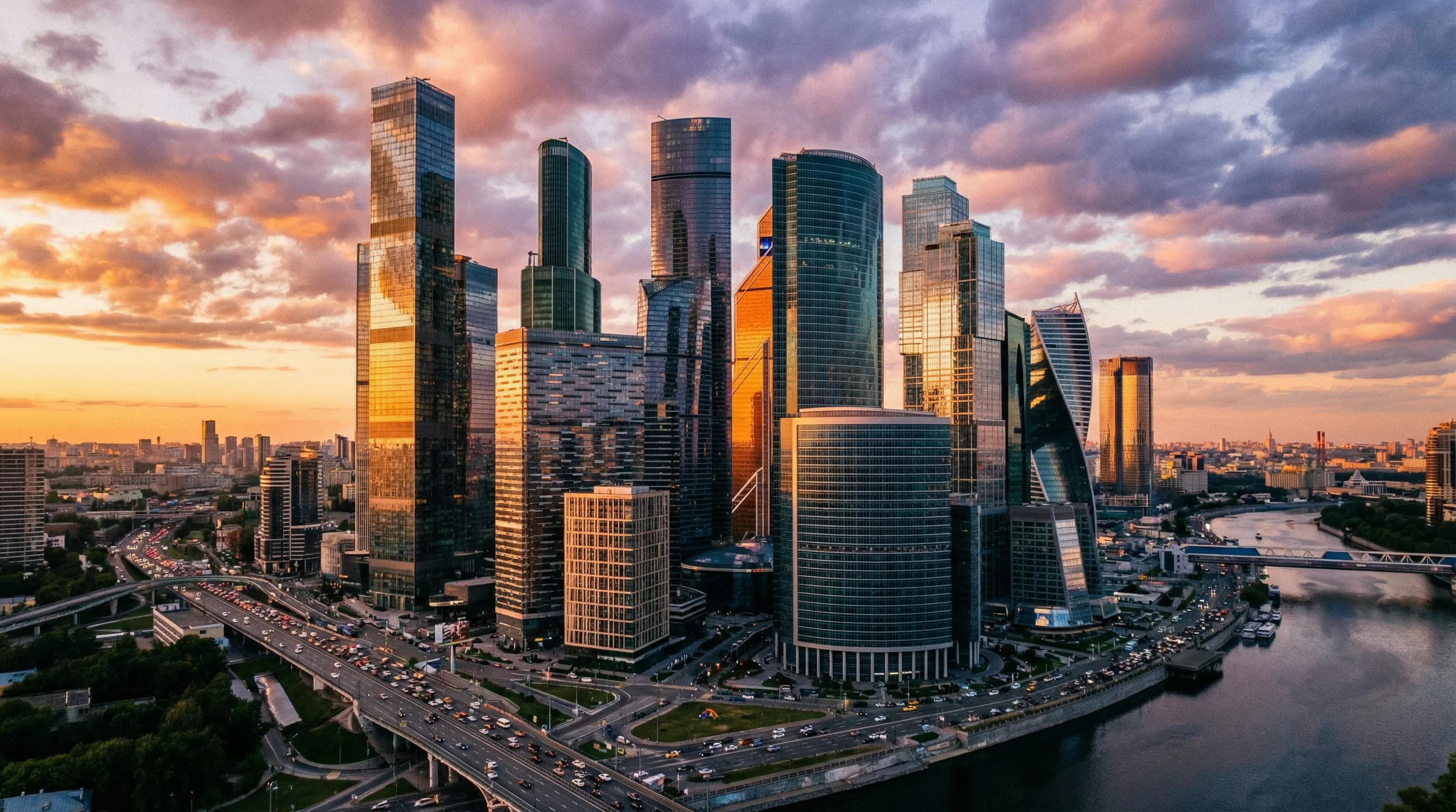 每日大赛精选视频 - 都市黄昏航拍全景